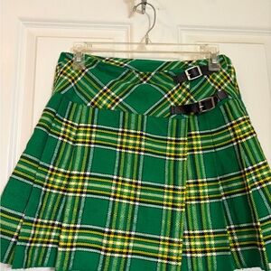 Green Plaid women boys kilt Skirt